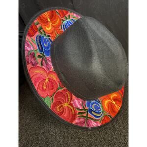 Vintage Floral Embroidered Western Cowboy Hat Mexican